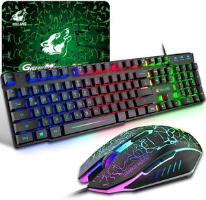 LANGTU T13 Gaming Tastatur Und Maus Set QWERTZ DE Layout LED USB Verkabelt PC - Bild 1 von 17