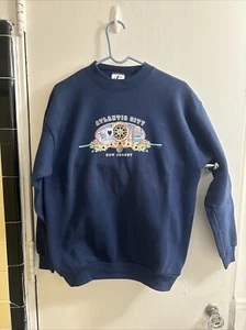 Vintage 90s Atlantic City NJ Crewneck Sweatshirt Blue LOGO ATHLETIC FREE SHIP - Picture 1 of 21