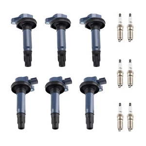 6 Ignition Coil + Spark Plugs for Ford Mazda CX-9 Lincoln MKT MKS MKX UF553 6509 - Bild 1 von 13