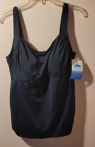 Aquabelle Badeanzüge für alle Gr. 20 schwarz Tank Top mit gepolsterten Tassen gerissene Seiten neu mit Etikett - Bild 1 von 10