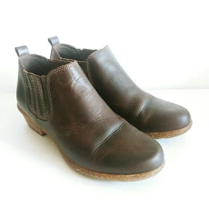 Clarks Damenstiefelette US Größe 7 braun Leder Handwerkerstiefel elastische Seiten - Bild 1 von 9