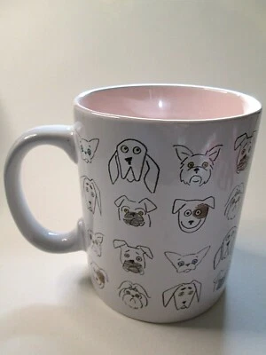 Fringe Studio Pet Shop DOODLE DOG BLUSH Mug Ceramic 16 Oz Tea Coffee Cup 399078 - Image 1 of 4
