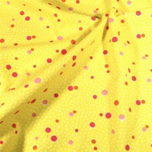 Deco Dots by Village, Red on Yellow, Home Decor Cotton, Bright & Cheerful, BTY - Picture 1 of 3