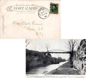 New York Lockport 1906 numeral duplex  PPC (Hitchen's Bridge and Canal--Rockport - Picture 1 of 1