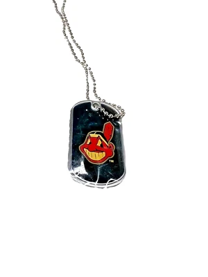 Cleveland Indians Necklace 18" Team Dog Tag Pendant MLB Official Merch - Image 1 of 4