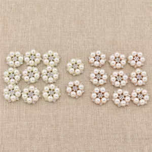 10pcs Pearl Flower Rhinestone Buttons Sewing Handbags Scrapbooking Craft DIY - Picture 1 of 8