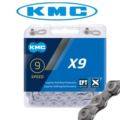 KMC X9 EPT 9-Speed Chain Rust Buster fits Mountain Bike Hybrid Road Shimano SRAM - Image 1 of 2