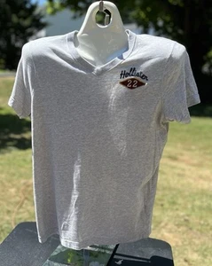 Camiseta Hollister Niños XL Cuello en V Vintage Camisa Hollister XL Gris Manga Corta Top - Imagen 1 de 4