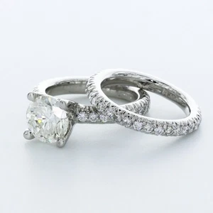 4 1/2ct G SI1 Round Natural Diamonds 18k  Classic Ring with Wedding Band - Picture 1 of 2