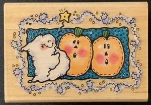 Penny Black Halloween Ghost Say Boo Rubber Stamp - Picture 1 of 4