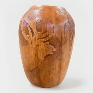 Binishtaa Navajo Native American Petroglyph Etched Pottery Signed Vase Planter - Picture 1 of 11
