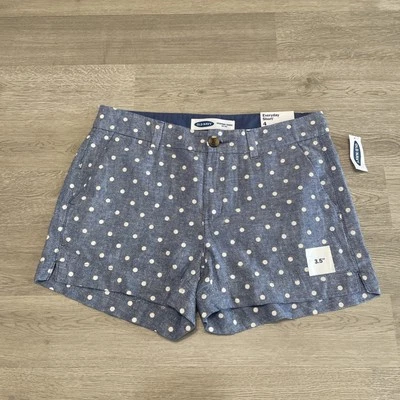 Pantalón corto Old Navy para mujer talla 4 lino algodón todos los días lunares tiro medio Foto 1 de 4