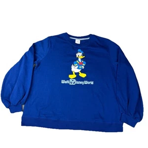 Walt Disney Sweatshirt Donald Duck XL Blue Pullover Crewneck World WDW - Picture 1 of 7