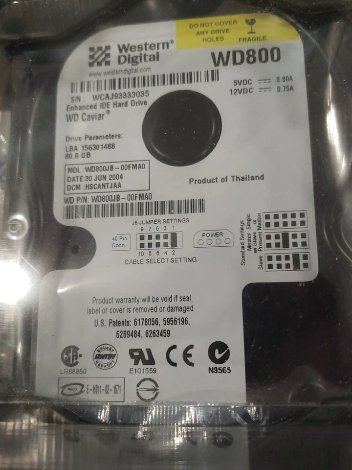 NEW!!! WESTERN DIGITAL 80GB WD800JBRTL 7200RPM 8MB Buffer  - Image 1 of 4