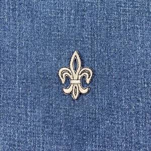 Silver & Black Fleur De Lis Applique Patch Embroidered Saints Badge 1.5" Iron On - Picture 1 of 2
