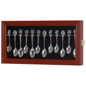 Spoon Rack Display Case Wall Shadow Box to hold 12 Souvenir spoons (Mahogany ... - Picture 1 of 8