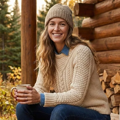 Suéter tejido con cable crema L L Bean Signature para mujer XS 100 % pescador Foto 1 de 4