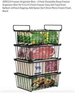 Gefrierschrank Organizer Behälter - 4 Stück Stapelbar Tiefkühlschrank Organizer Behälter, Metall - Bild 1 von 12