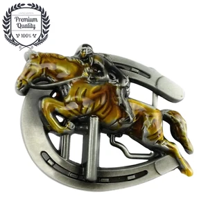 HORSE RIDER Belt Buckle Metal Zinc Alloy Vintage Retro Fashion Western Premium - Picture 1 of 3