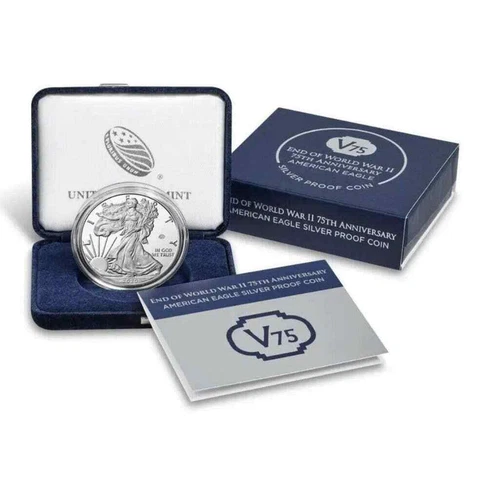 United States Mint American Eagle 25th Anniversary WW2 Ungraded Silver Coin 2020 Cover
