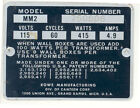 AMI / Rowe MM2 # 750806 serial number identification plate