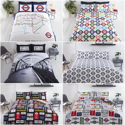 TFL Duvet Cover Sets Transport for London Underground Signs Tube Map Bedding - Image 1 of 2