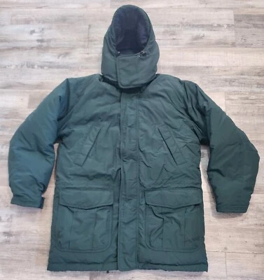 LANDS END MENS M/L (38-40) GOOSE DOWN GREEN NYLON HOODED HEAVYWEIGHT COAT - Image 1 of 4