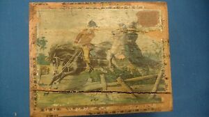 Antique Litho Wood Block Puzzle horse jumping racing equestrian scenes game 