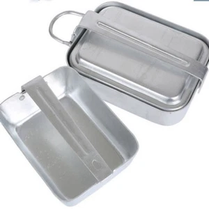 3-Piece Military Outdoor Camping Mess Tin Portable Aluminum Canteen Cutlery Kit - Picture 1 of 10