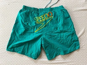Vintage Speedo Swim Trunks Shorts Men’s XL Blue Teal Rainbow Neon Logo Y2K Mesh - Picture 1 of 4