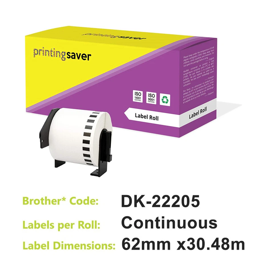 PRINTING SAVER Roll Label fits Brother DK 22205 550 QL-570 QL-580N QL-710W QL-720NW QL-810W
