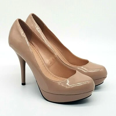 Olsenboye Pink Platform Heels Sz 9.5M 4" Dusky Rose Patent Faux Leather Stiletto Foto 1 de 4