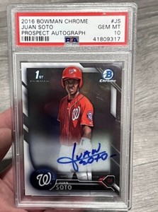 Juan Soto 2016 1st Bowman Chrome Prospect Autograph Rookie Auto RC PSA 10 GEM MT