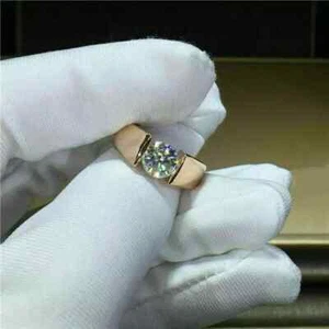 Men's Wedding Ring 1CT Round Cut Lab Grown Diamond 14k Yellow Gold IGI Certified - Picture 1 of 7