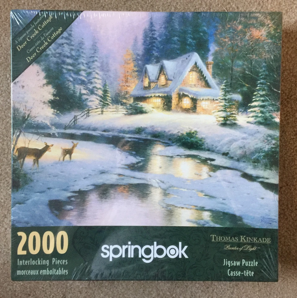 2000 PC Thomas Kinkade Springbok Deer Creek Cottage Puzzle Christmas VI F21