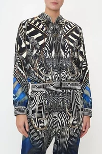 NEW $699 CAMILLA KNIGHT OF THE WILD SILK CRYSTALS BOMBER JACKET - Picture 1 of 8
