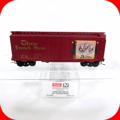 N Scale ***THREE FRENCH HENS*** 12 Days Christmas Box Car --- MICRO TRAINS 21503 - Image 1 of 4