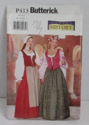 Butterick #P413 Making History Renaissance Medieval Dress Costume Sz 18 - 22 - Image 1 of 2