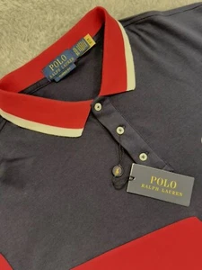 NWT Polo Ralph Lauren Men’s Polo Shirt Size XL Classic Fit Red Navy White - Picture 1 of 9