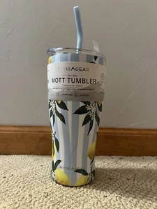 NWT Hydragear Mott Tumbler 30 oz Stainless Steel Lemon Design with Lid and Straw - Picture 1 of 2