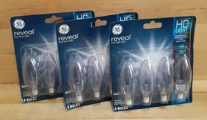 3[4-packs]: G.E. REVEAL HD LIGHT  CLEAN CLEAR 60W Dimmable Candelabra BC type  - Picture 1 of 2
