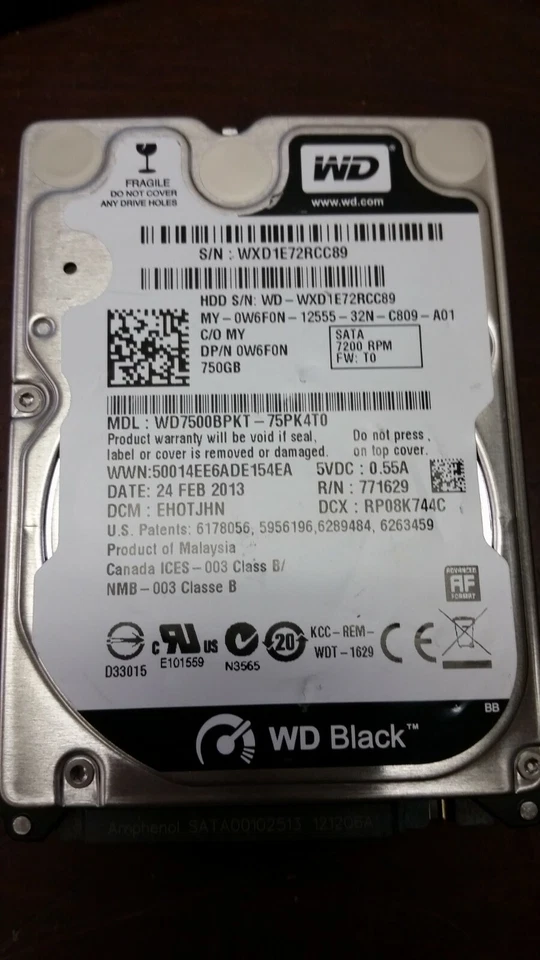 Dell W6F0N 750GB 7200RPM 2.5" SATA Hard Disk Drive - Image 1 of 1