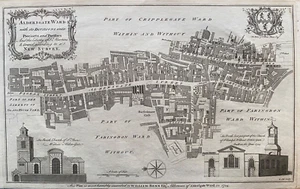 1754 Antique map: Aldersgate Ward, London from Maitland's History - Picture 1 of 4