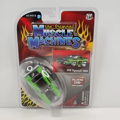The Original Muscle Machines 1970 Plymouth Cuda verde difícil de encontrar Foto 1 de 4