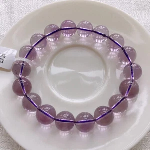 11.5mm Genuine Natural Purple Amethyst Crystal Round Beads Bracelet AAA - Picture 1 of 5