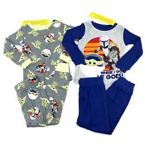 Star Wars The Mandalorian Toddler Boy Size 4 Cotton Pajama (2 Outfits Sets) Navy - Picture 1 of 8