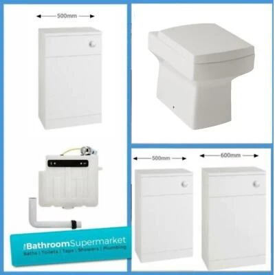 PLUMBWORKZ Back to Wall BTW Square WC Pan Toilet Seat Concealed Cistern & WC Units