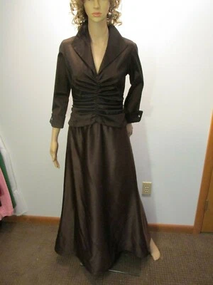 TADASHI Floor Length Formal Gown Chocolate Brown Petite Mother of the Bride EUC - Image 1 of 4