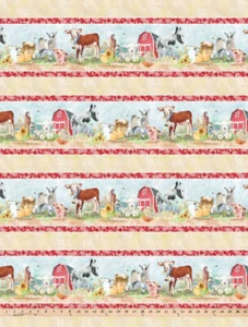 Barnyard Babies Repeating Stripe Farm Fabric BYBA 5274 MU Half yd continuous cut - Picture 1 of 5