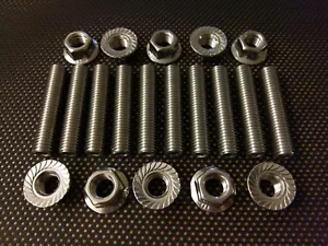 Metric Stainless steel exhaust studs manifold studs with flange nuts M6 M8 M10 - Picture 1 of 9